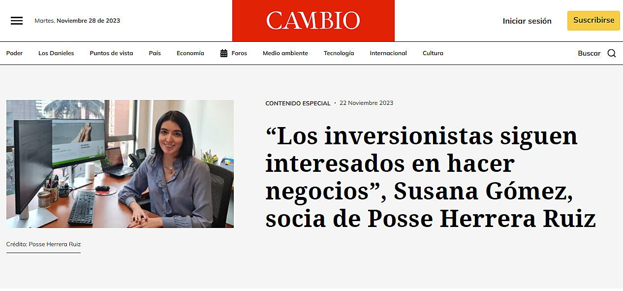 Los inversionistas siguen interesados en hacer negocios, Susana Gmez, socia de Posse Herrera Ruiz